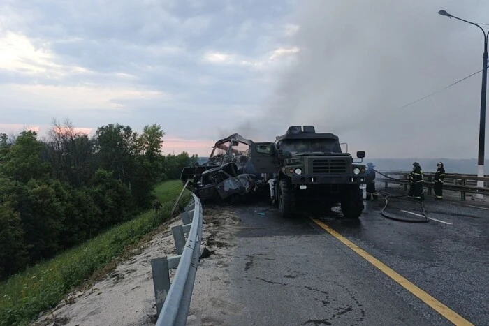 In Lipetsk region, a column of enemy vehicles burned due to an accident