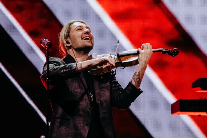 Der deutsche Violinist David Garrett tritt vor dem Finale der Champions League auf